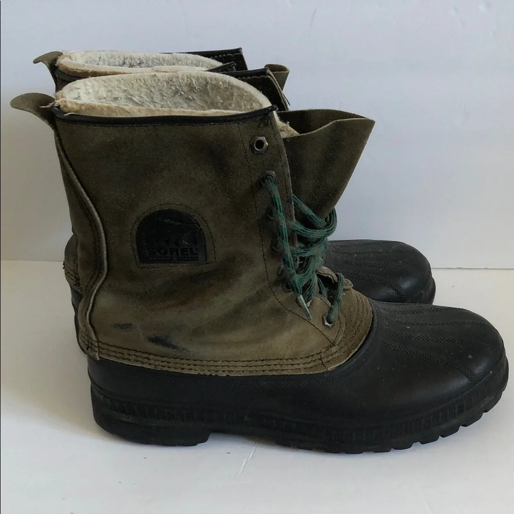 Sorel Men's Olive Green and Black Steel Shank Lace-Up Boots